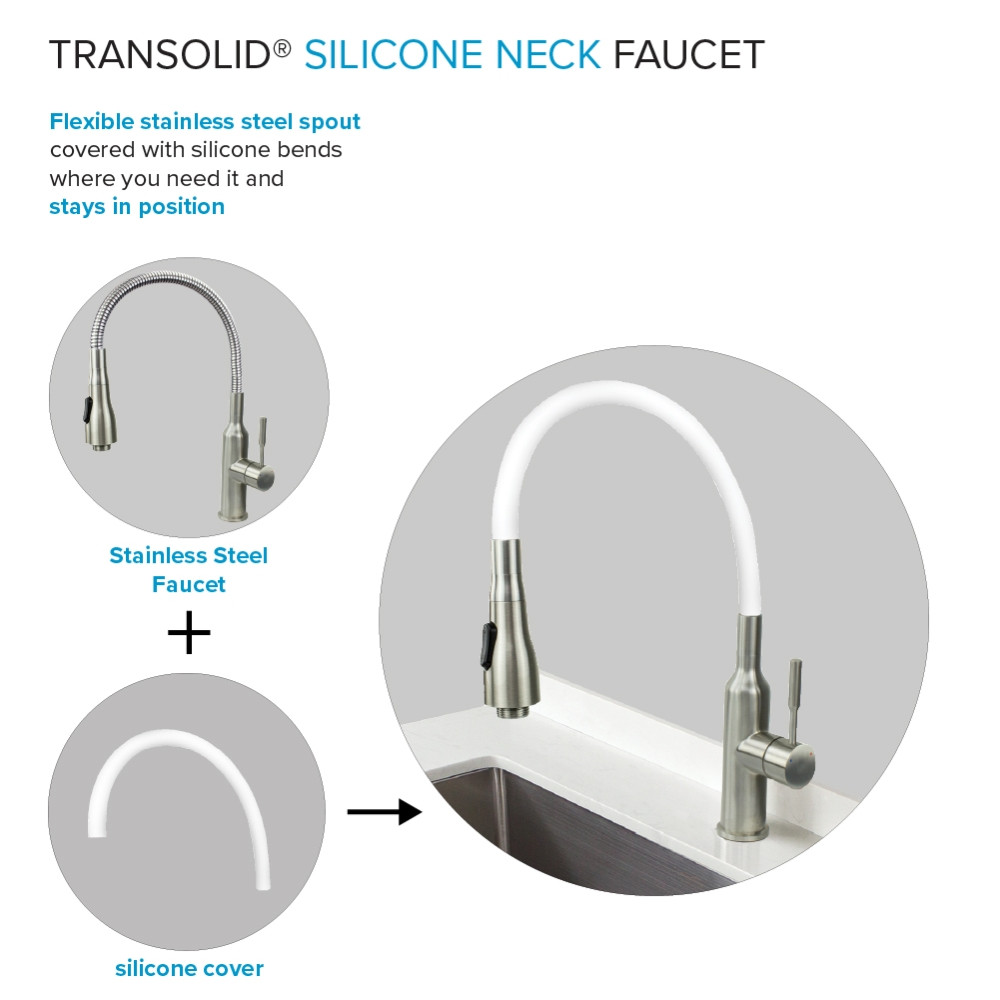 24-in White Laundry Cabinet with 9-in Handmade Stainless Steel Sink, Stainless Steel High Arc Faucet in White