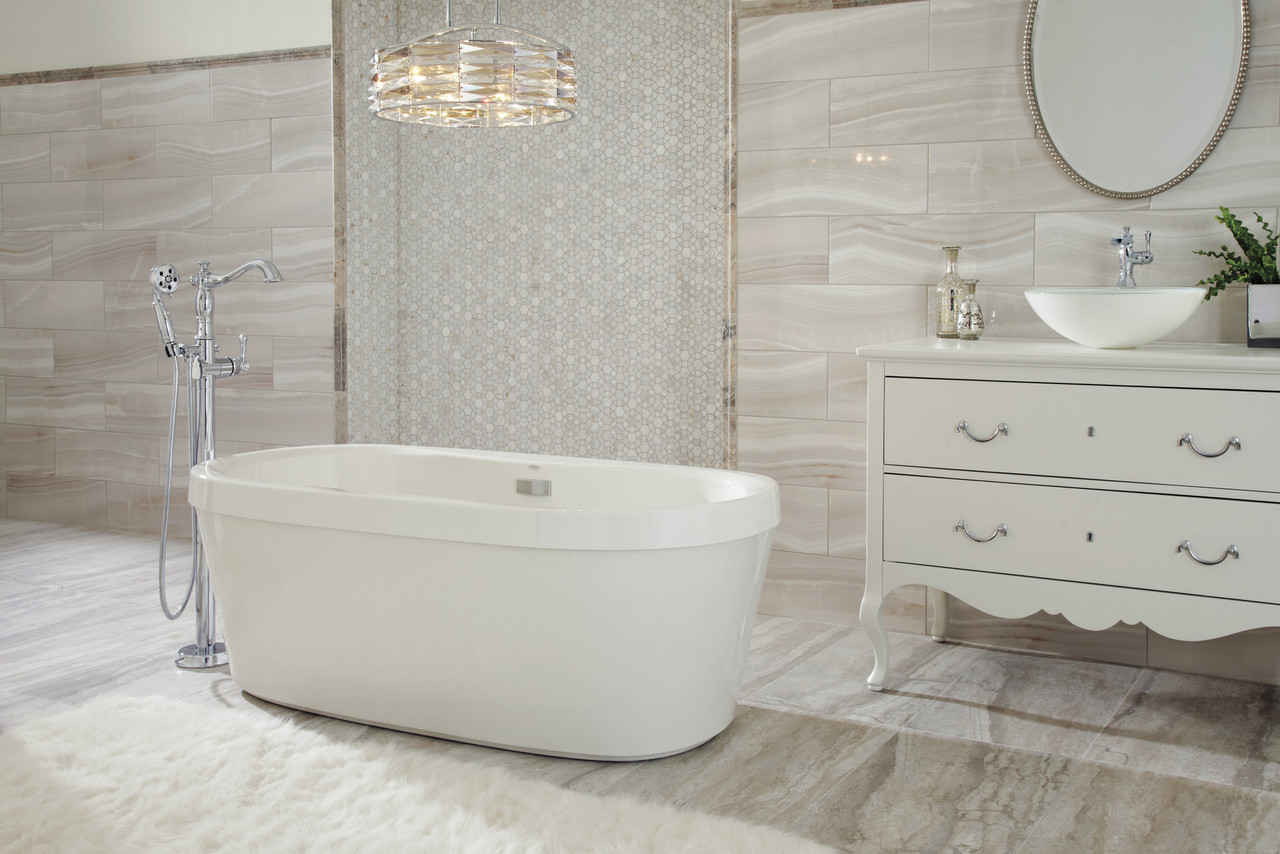 Delta T4797-FL-LHP Cassidy Single Handle Floor Mount Tub Filler Trim with Hand Shower Less Handle in Chrome