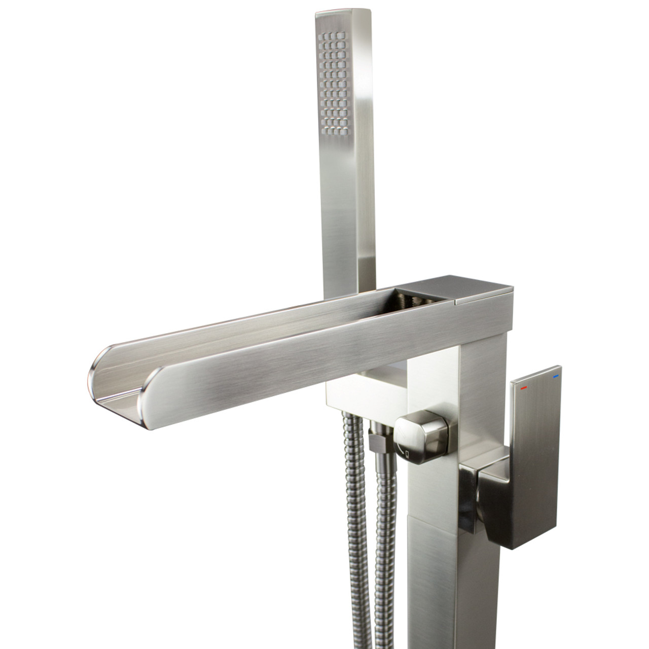 Transolid Roslyn Floor Mounted Tub Filler with Hand Shower, Brushed Nickel