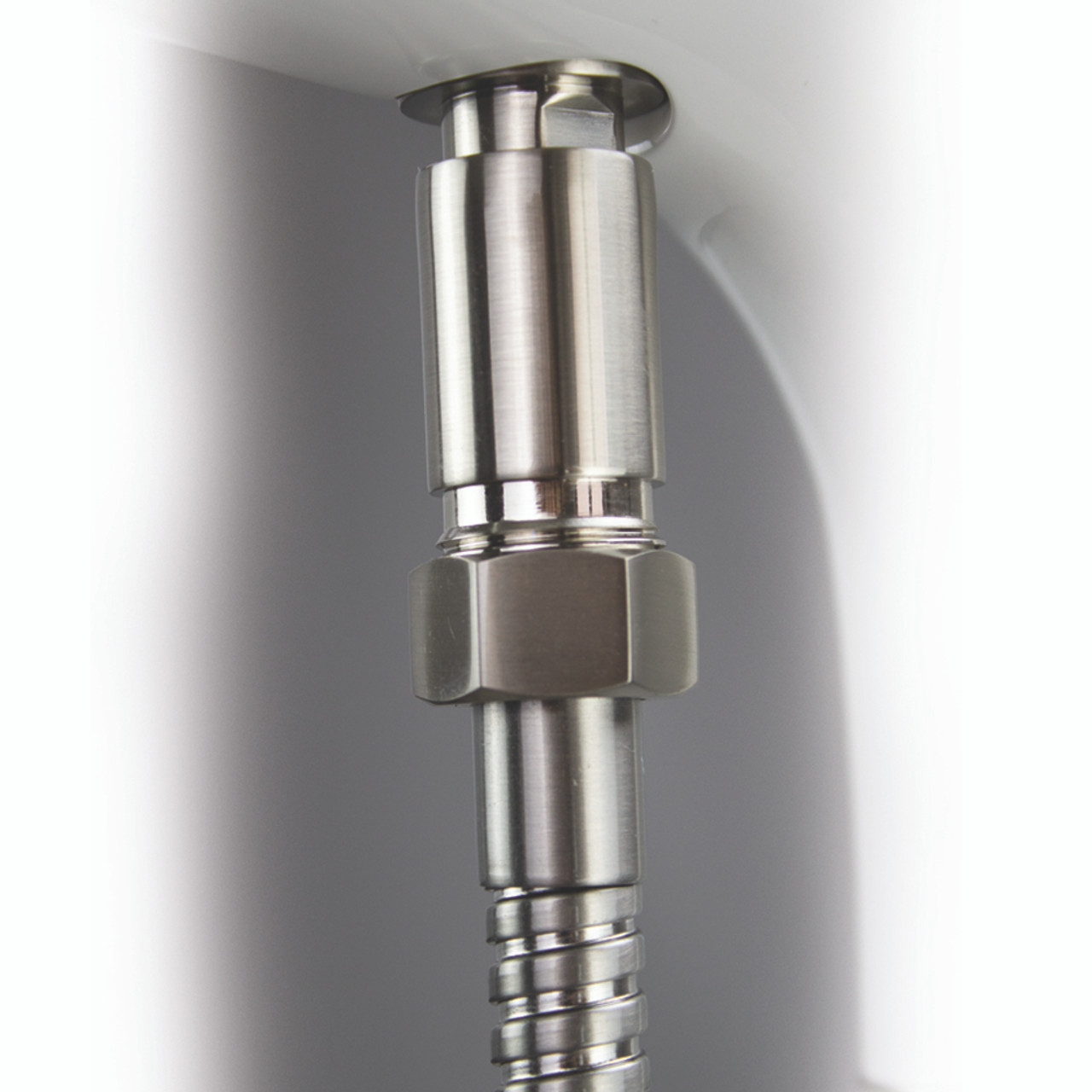 Transolid T4250-WH/BN Blythe Floor Mounted Tub Filler with Hand Shower, White/Brushed Nickel