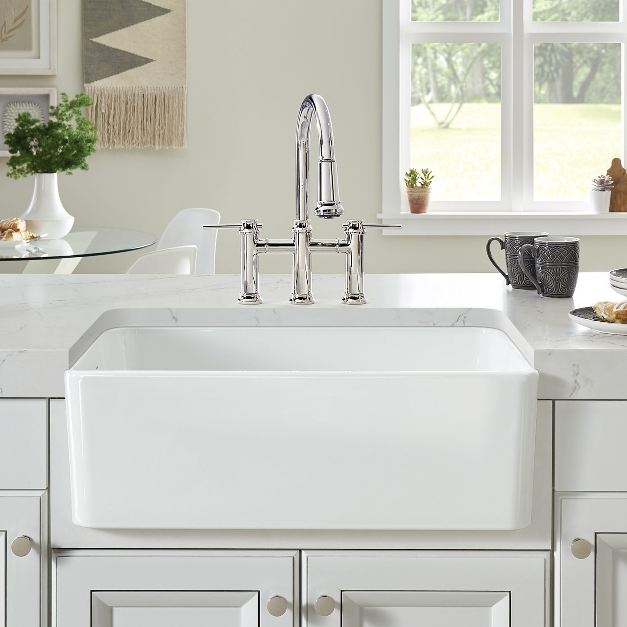 30" Farmhouse/Apron Front Single Bowl Kitchen Sink in White