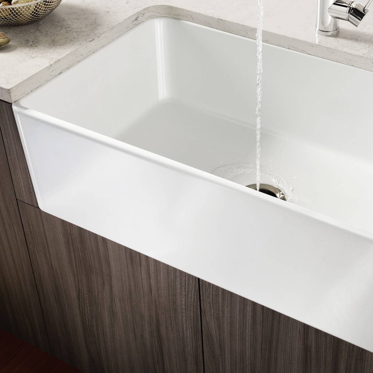 30" Farmhouse/Apron Front Single Bowl Kitchen Sink in White