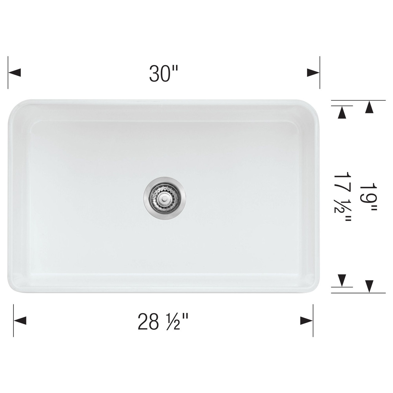 30" Farmhouse/Apron Front Single Bowl Kitchen Sink in White