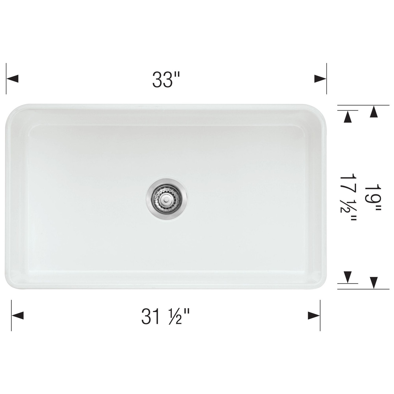 SINK 33X19 NHL SGL BWL 525012 WHITE APRON FRONT CERANA
