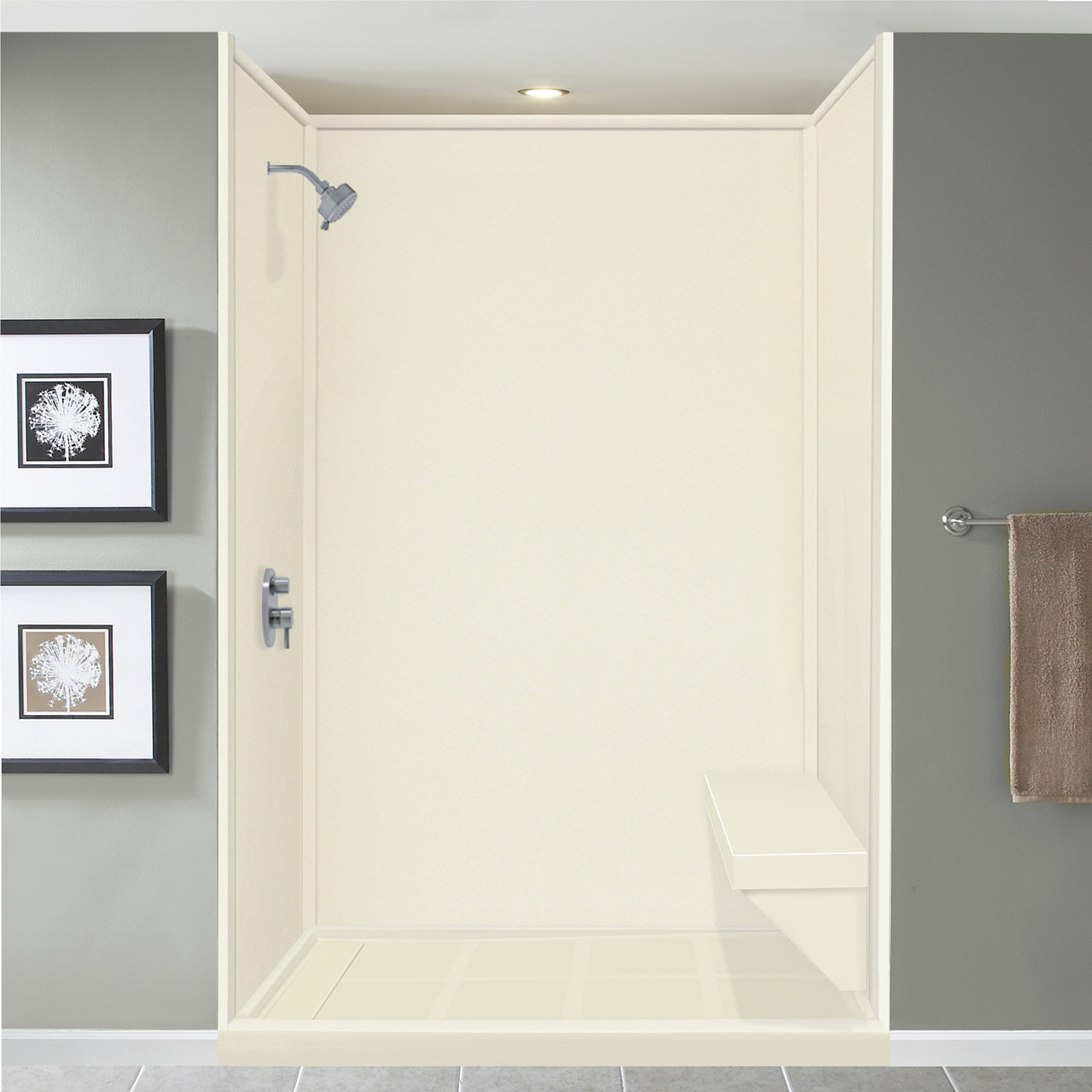 Transolid Studio Rectangular Shower Seat in Biscuit