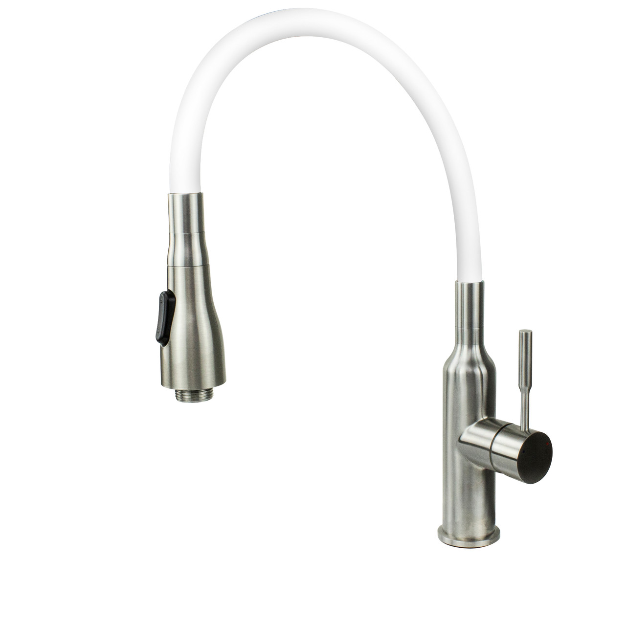 24-in White Laundry Cabinet with Pull-Out Basket, Stainless Steel Sink, and Stainless Steel High Arc Faucet