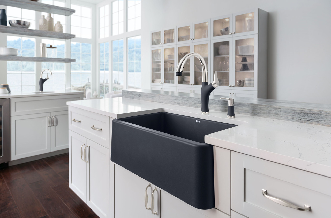 Blanco KF-442031 Artona Pull-Down Kitchen Faucet with Soap Dispenser in Anthracite/Stainless