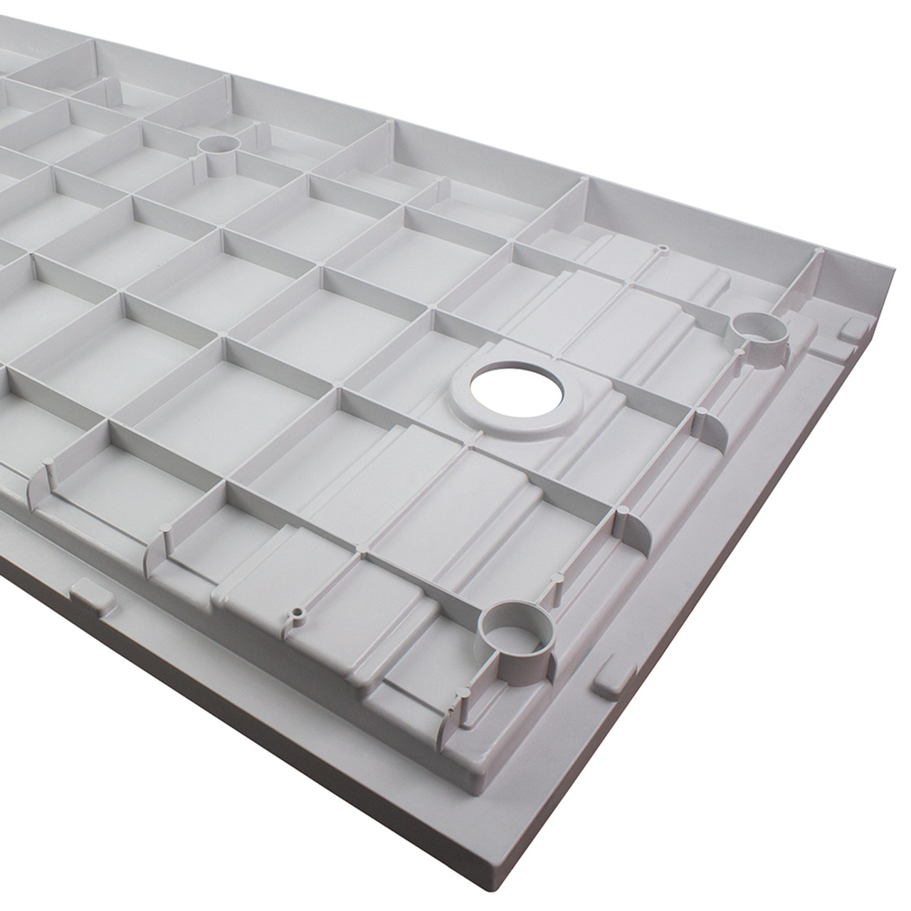 Transolid FLU6032L-39 Linear 60-in W x 32-in L Rectangular Alcove Concealed End Drain Shower Base with Left Hand Drain in Grey