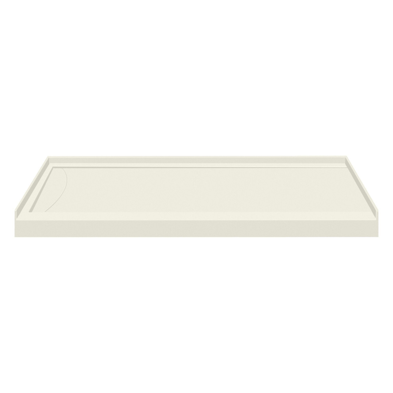 Transolid FSL6032L-02 60-in x 32-in Cast Solid Surface Low Profile Shower Base with Linear Concealed Left Hand Drain, Cameo 