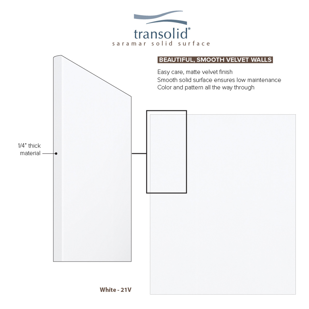 Transolid SWK363696-21V SaraMar 36-in x 36-in x 96-in Glue to Wall 3-Piece Shower Wall Trimmable Kit, White Velvet