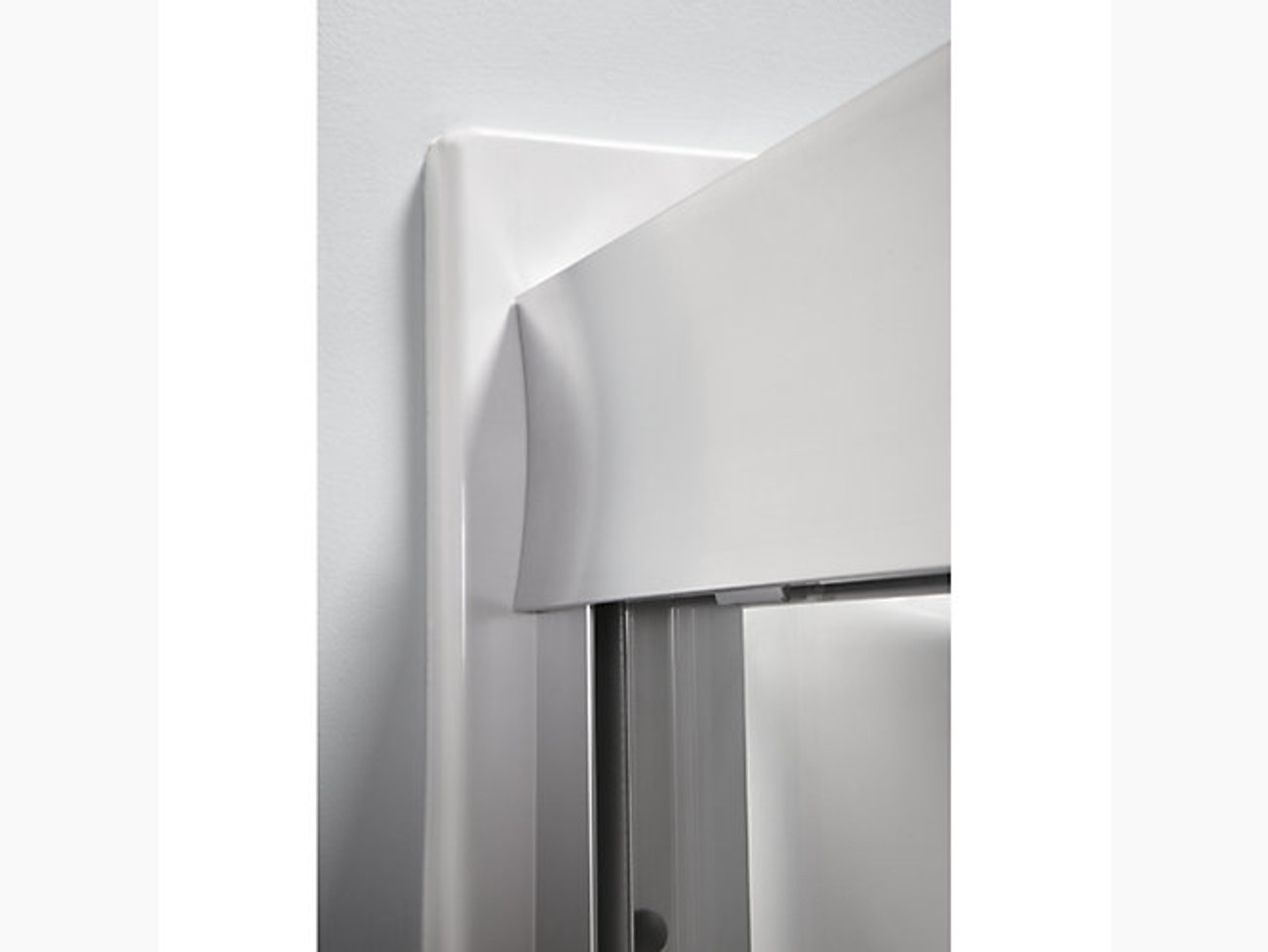 Frameless sliding shower door in matte black frame finish with smooth glass texture 44-5/8" Frameless sliding shower door in matte black frame finish with smooth glass texture 44-5/8"
