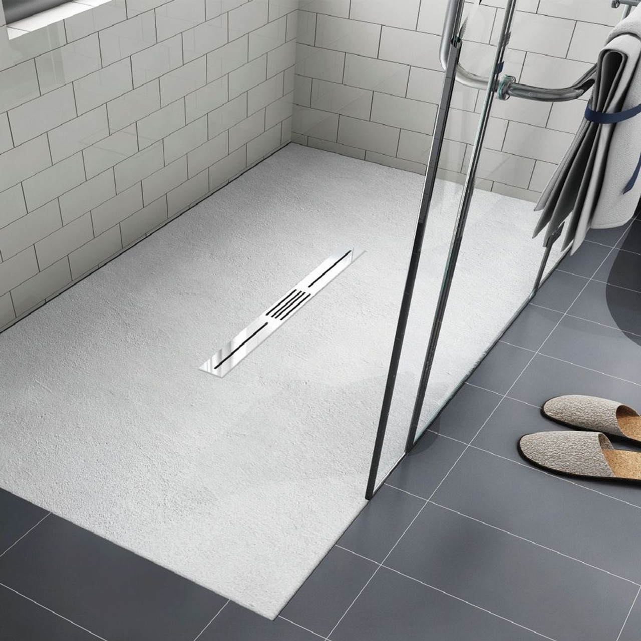 Transolid FZS4836C-31 Trimslate 48-in x 36-in Zero Threshold Shower Base with Center Drain, White