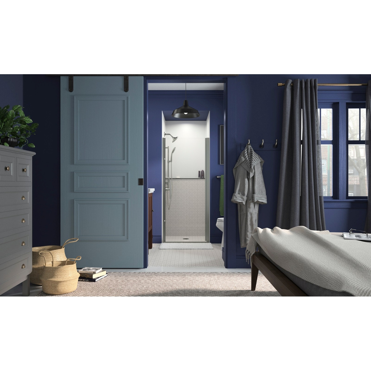 Sterling 5698-33N-G05 Finesse Peak headerless frameless pivot shower door 33 in. max opening x 67 in. H with nickel frame finish and smooth/clear glass texture Sterling 5698-33N-G05 Finesse Peak headerless frameless pivot shower door 33 in. max opening x 67 in. H with nickel frame finish and smooth/clear glass texture
