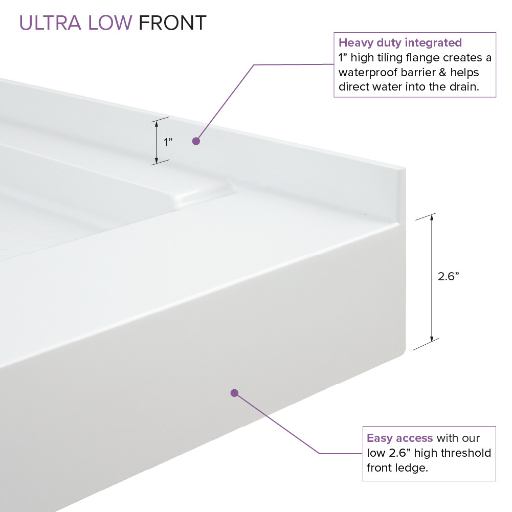 Transolid 60"x30" Low Profile Shower Kit with Left Hand Drain, White