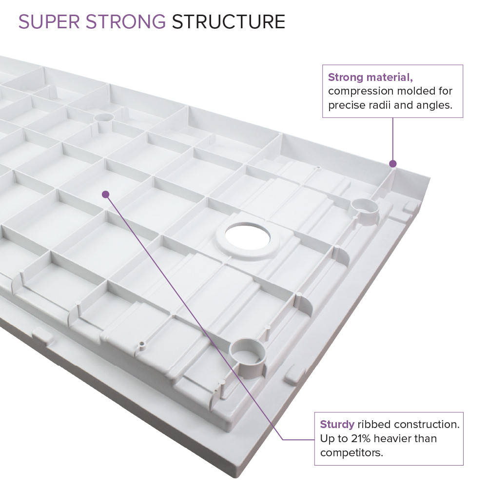 Transolid 60"x30" Low Profile Shower Kit with Left Hand Drain, White