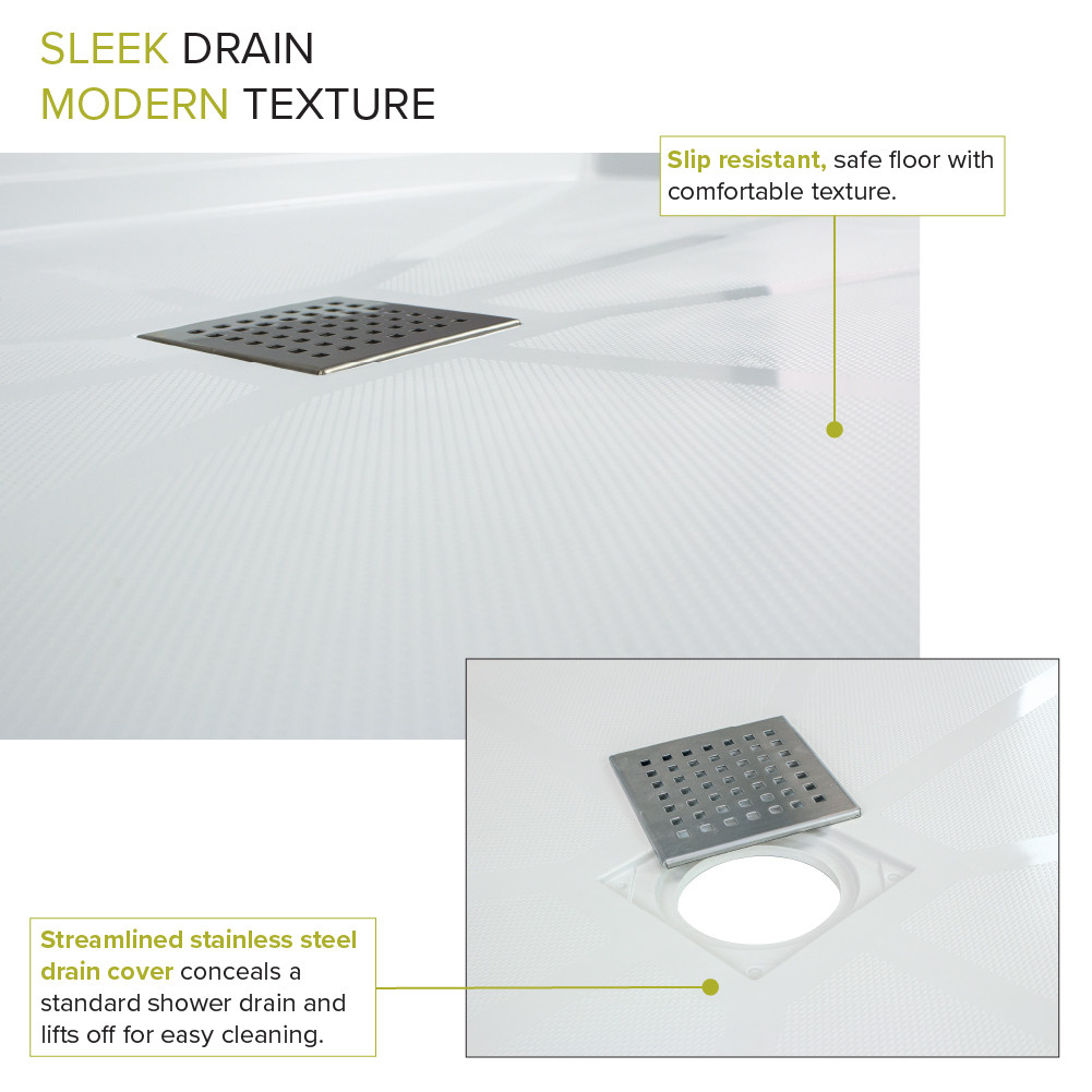 Linear 36 in. L x 48 in. W Alcove Shower Pan Base with Center Drain in White