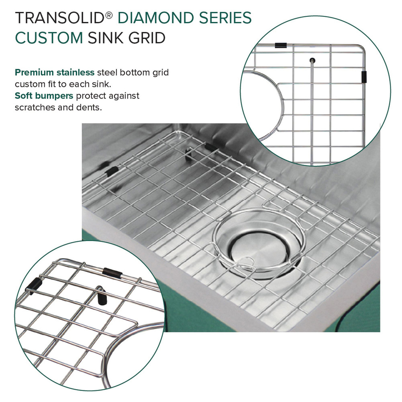 Transolid KKM-DUSB231810 Diamond Sink Kit with Single Bowl, Undermount Installation, Magnetic Accessories Kit, and Drain Kit