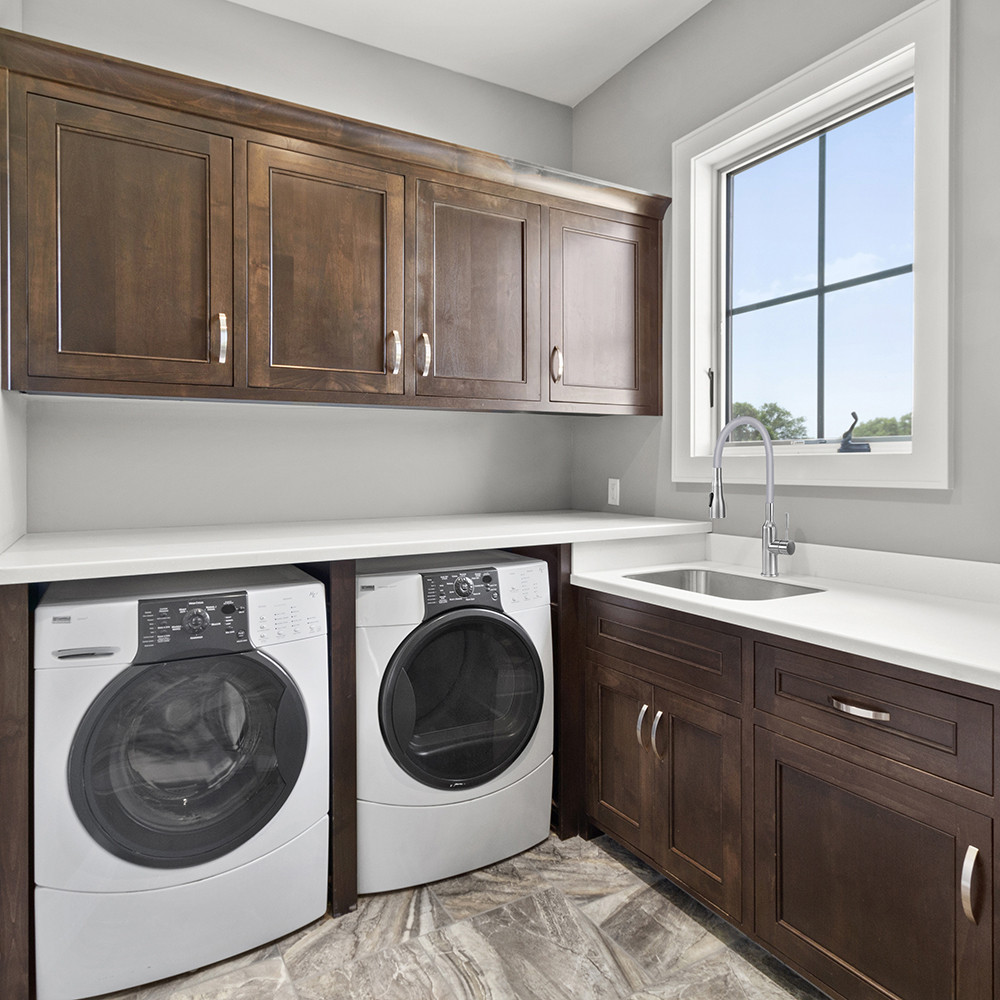 TransolidKitchen/Laundry Faucet with Dual Spray, Flex Neck, 1.8 GPM, and Garden Hose Adapter in Grey