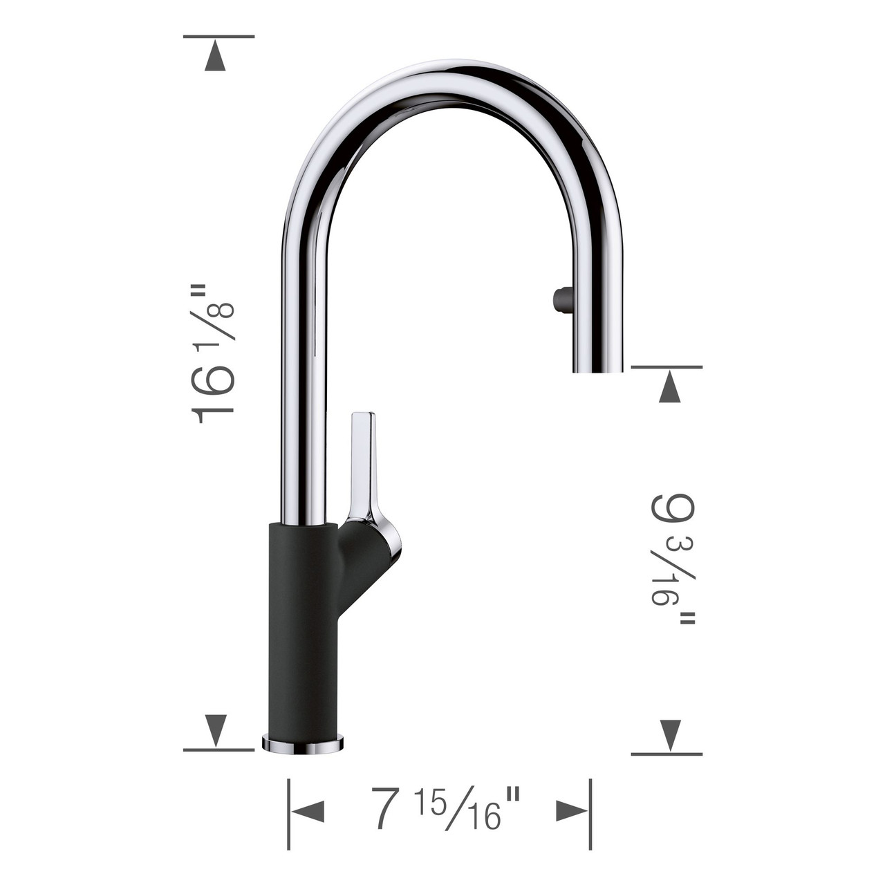 Blanco 526398 Urbena Single-Lever Pull-Down Kitchen Faucet with 1.5 GPM in Coal Black/Chrome