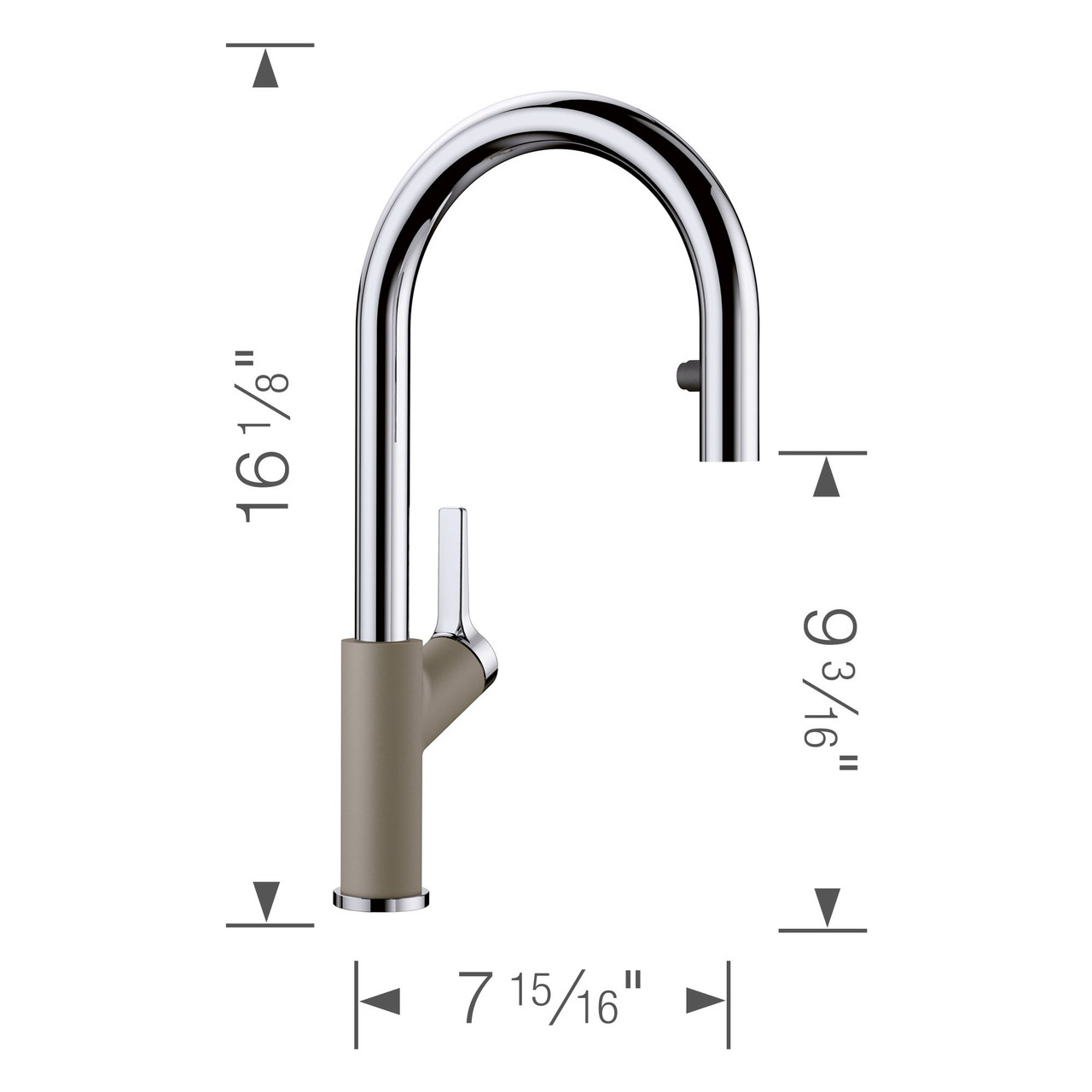 Blanco 526397 Urbena Single-Lever Pull-Down Kitchen Faucet with 1.5 GPM in Truffle/Chrome