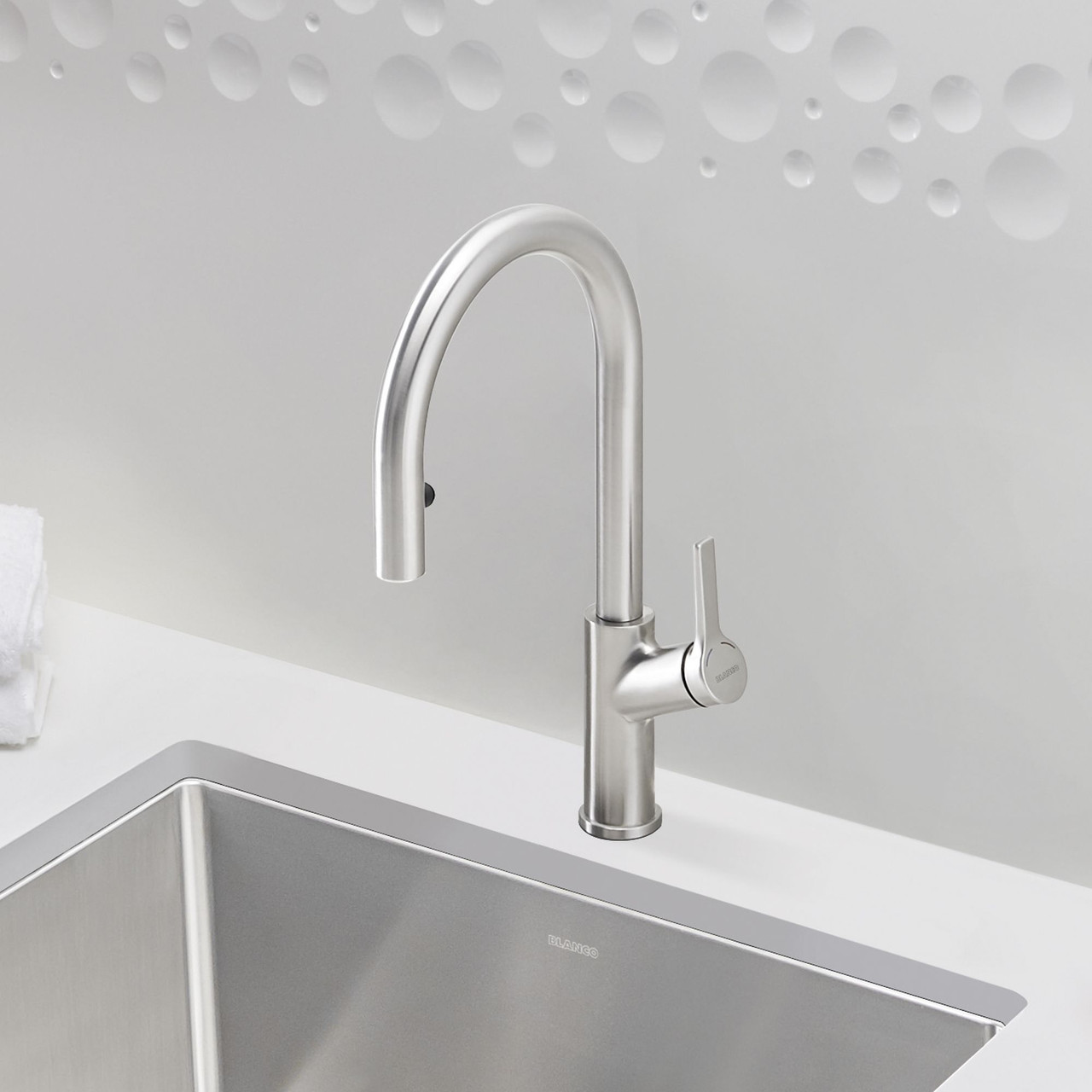 Blanco 526389 Urbena Single-Lever Pull-Down Kitchen Faucet with 1.5 GPM in Classic Steel Blanco 526389 Urbena Single-Lever Pull-Down Kitchen Faucet with 1.5 GPM in Classic Steel