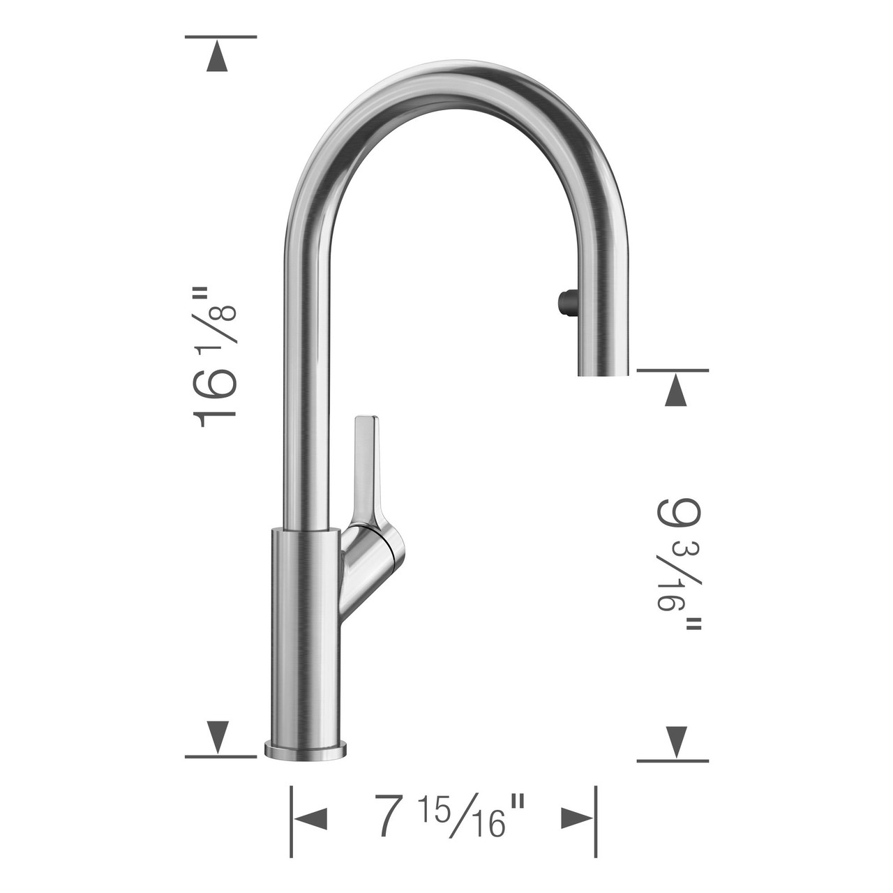 Blanco 526389 Urbena Single-Lever Pull-Down Kitchen Faucet with 1.5 GPM in Classic Steel Blanco 526389 Urbena Single-Lever Pull-Down Kitchen Faucet with 1.5 GPM in Classic Steel