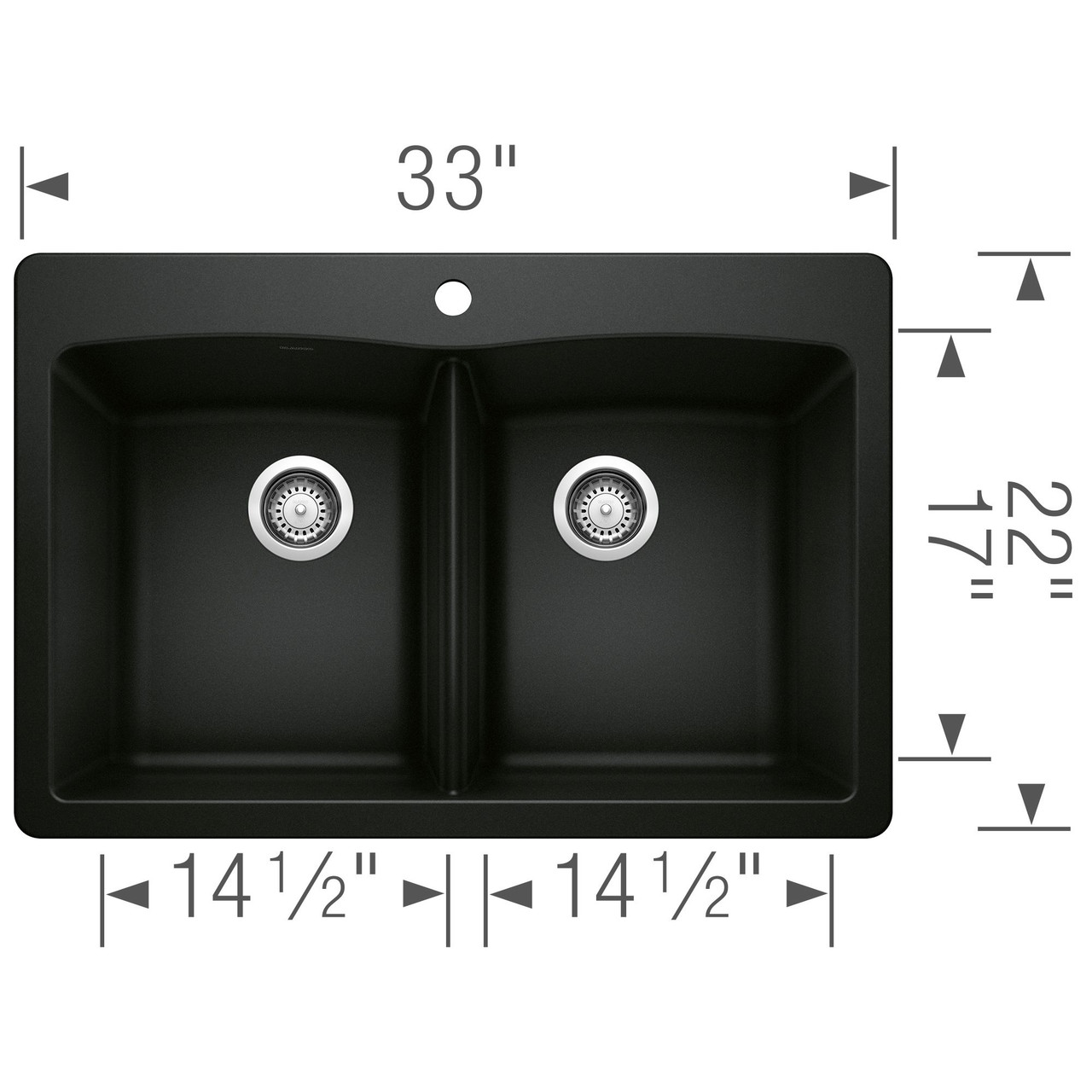 Blanco 442912 Diamond Equal Double Dual Mount in Coal Black