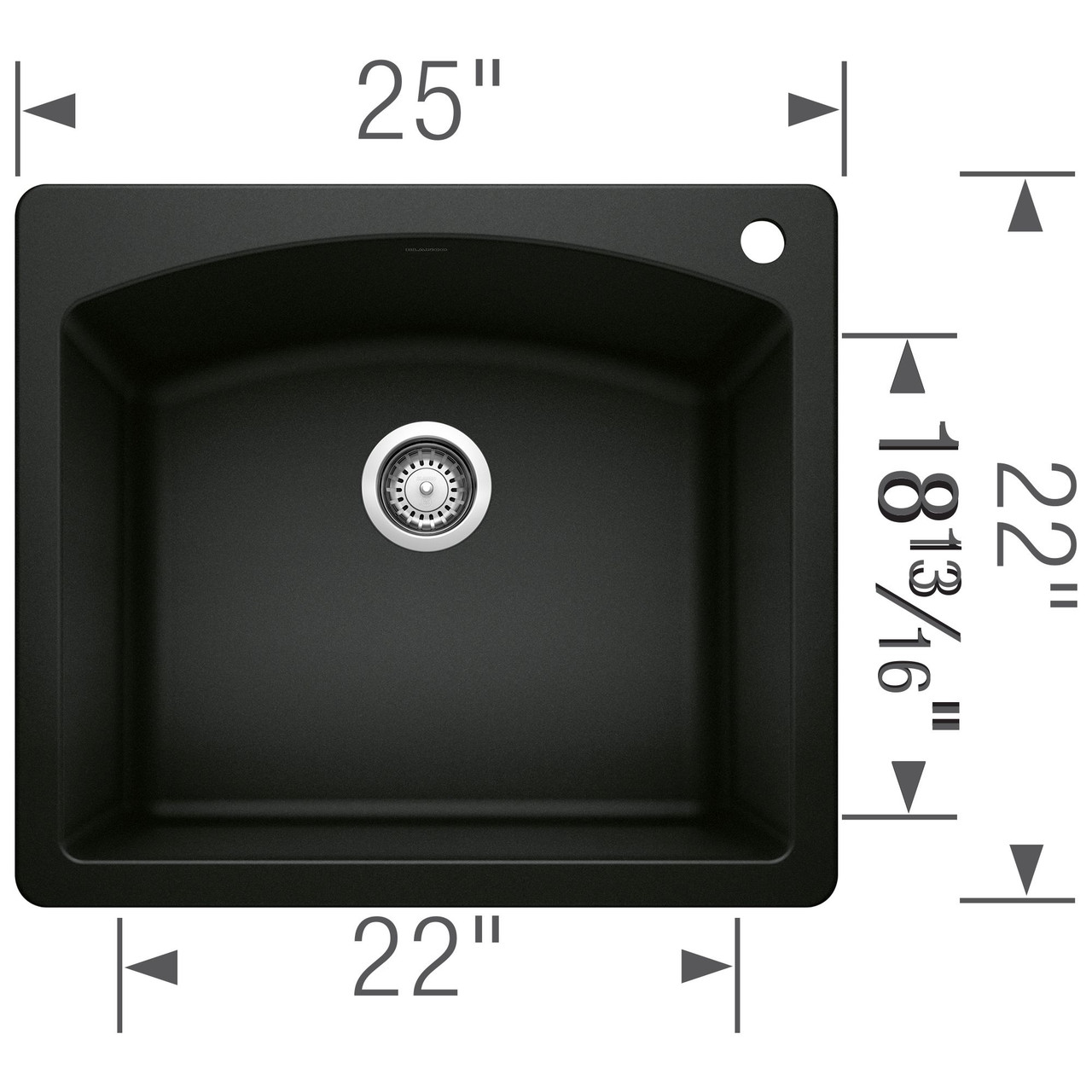 Blanco 442905 Diamond Single Bowl Dual Mount in Coal Black