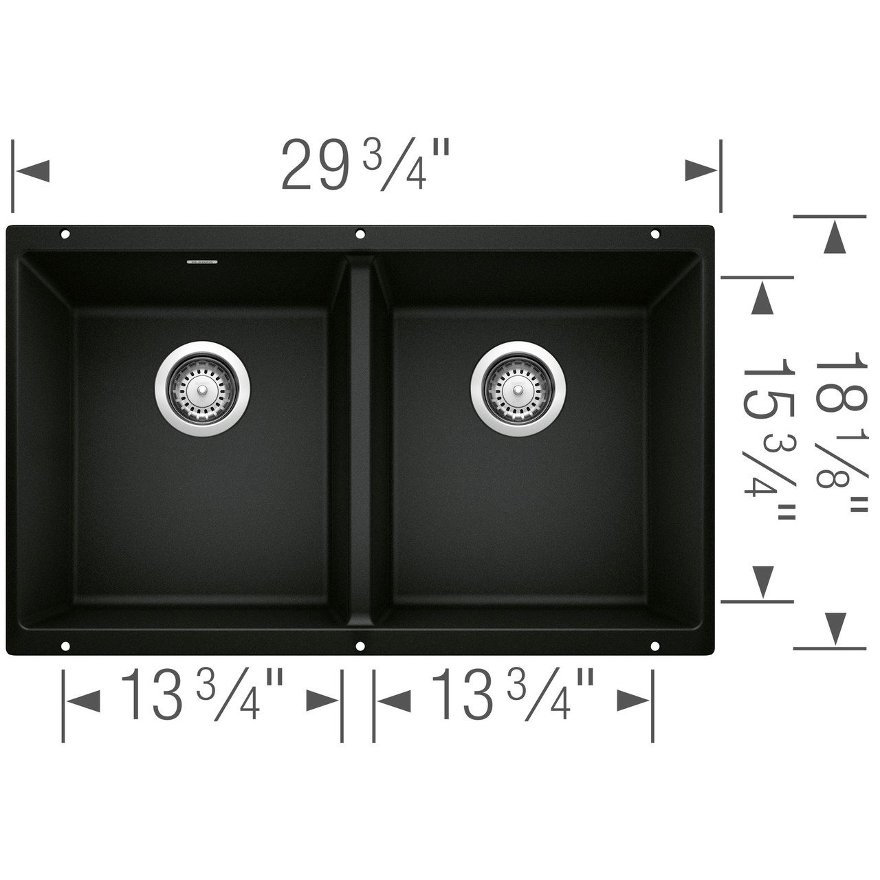 Blanco 442927 Precis Equal Double Bowl in Coal Black