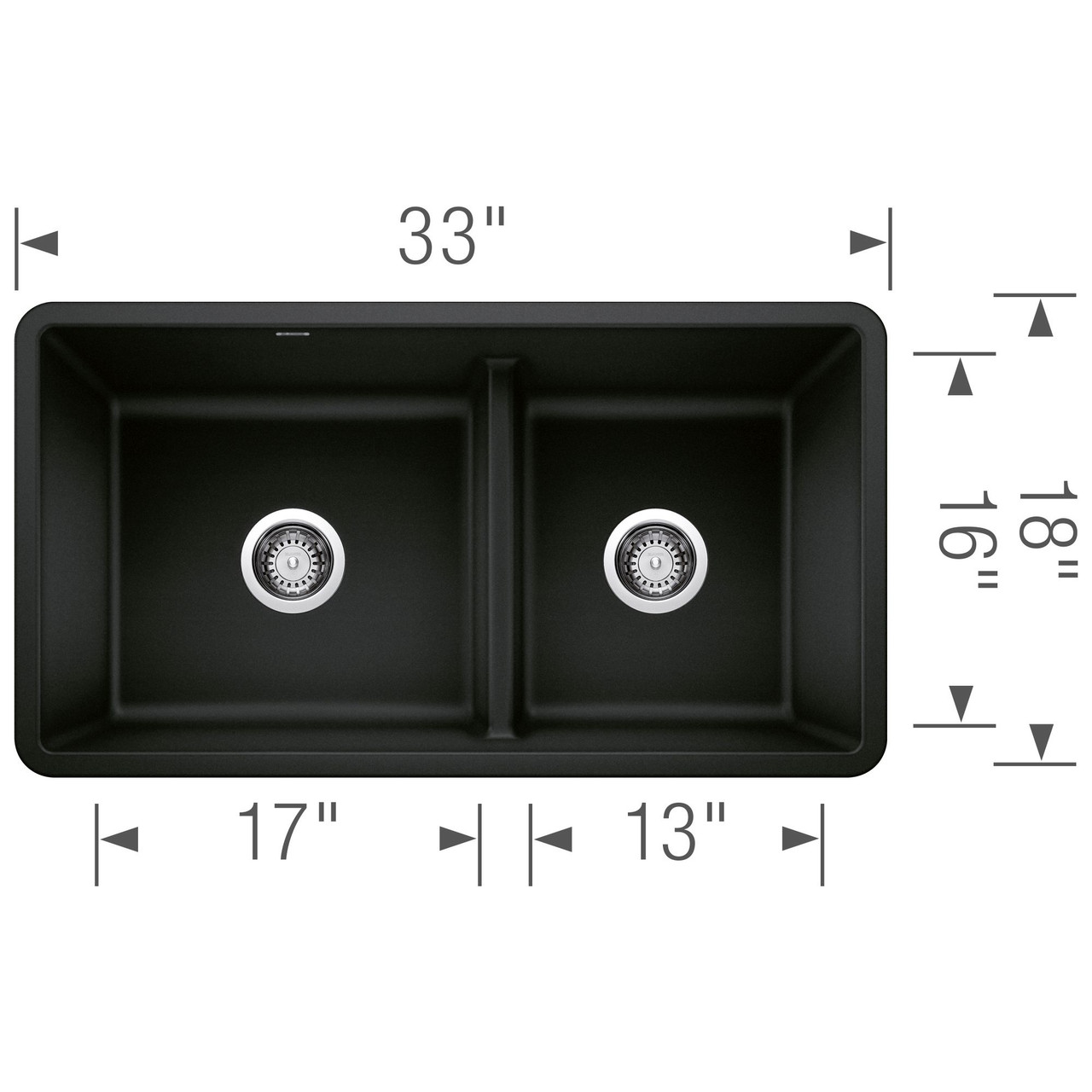 Blanco 442925 Precis Reversible 1-3/4 W/Low Divide in Coal Black