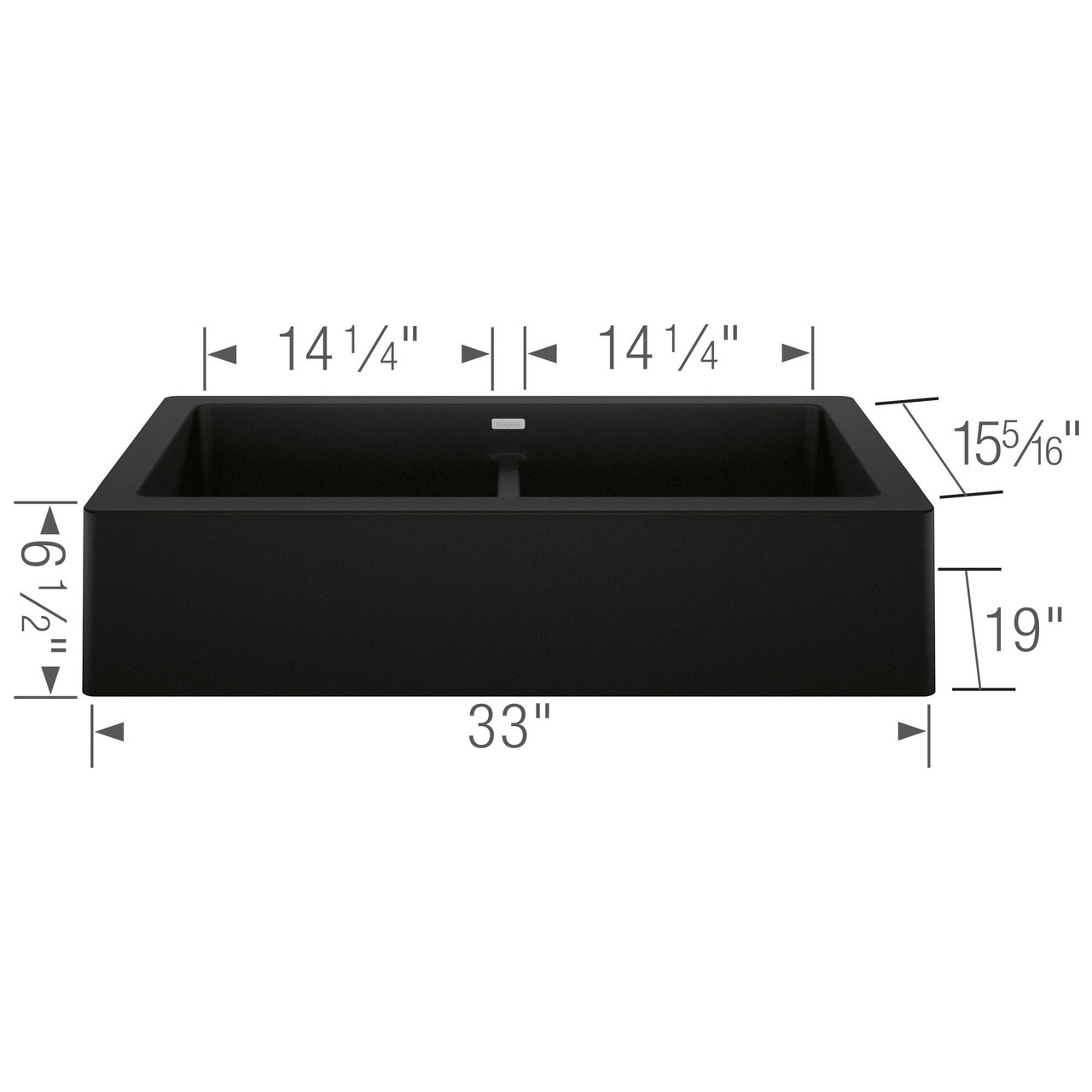 Blanco 526554 Vintera 33" Equal Double Apron-Front Kitchen Sink in Coal Black