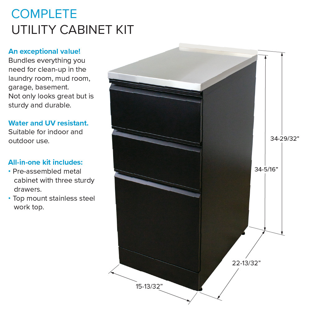 15.4-in W x 34.9-in H x 22.4-in D 20-Gauge Metal Freestanding Cabinet in Matte Black