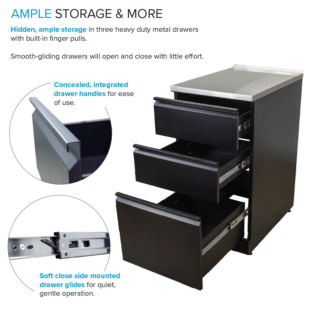 15.4-in W x 34.9-in H x 22.4-in D 20-Gauge Metal Freestanding Cabinet in Matte Black