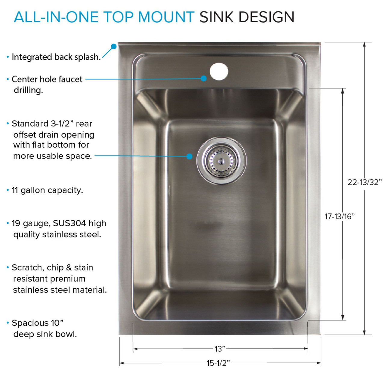 All-in-One 15.5-in x 22.4-in x 34.9-in Metal Drop-In Laundry/Utility Sink and Cabinet in Gloss White