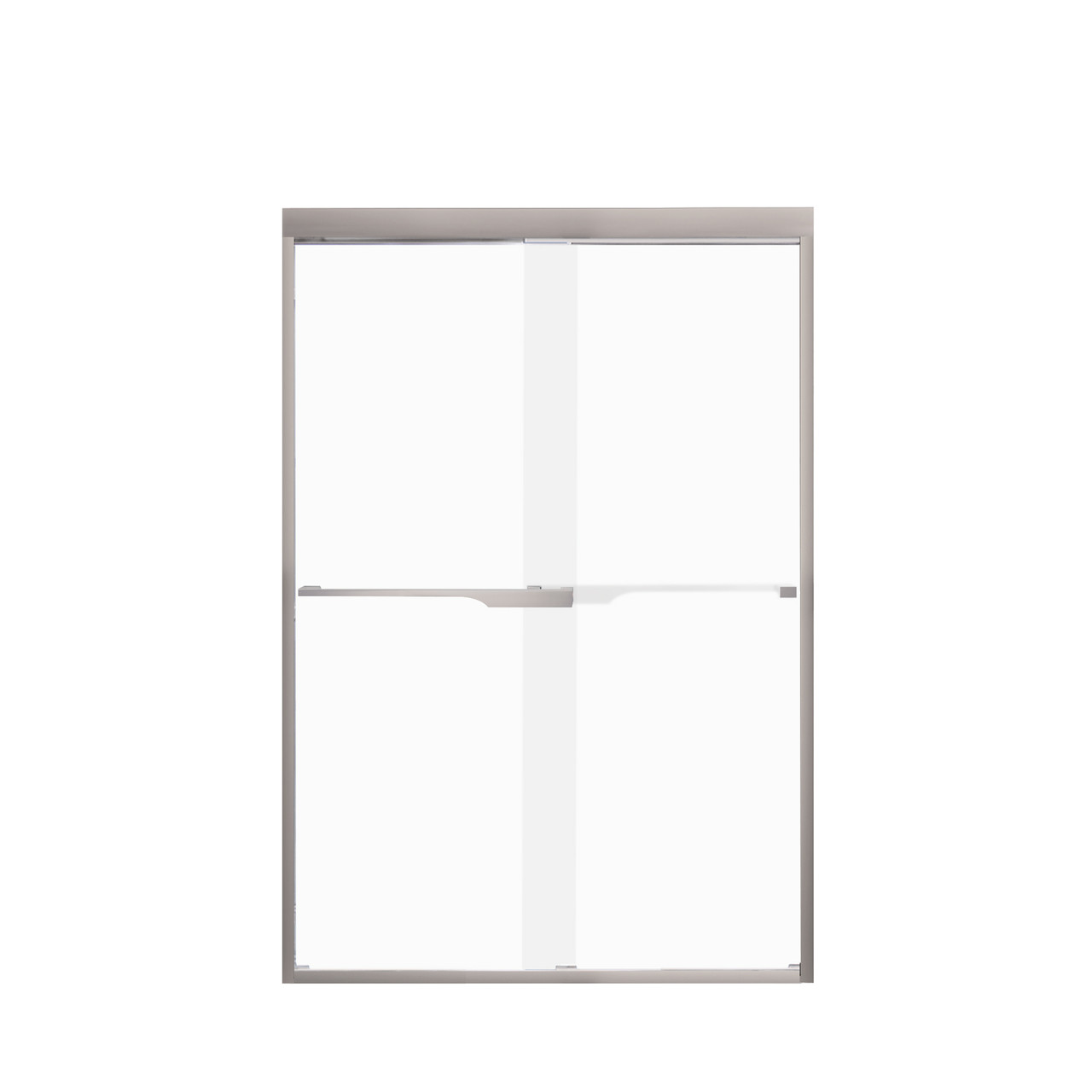 Transolid FBPT487008F-J-BN Frederick 45.75-47 in. W x 70 in. H Semi-Frameless Bypass Shower Door in Brushed Stainless with Frosted Glass