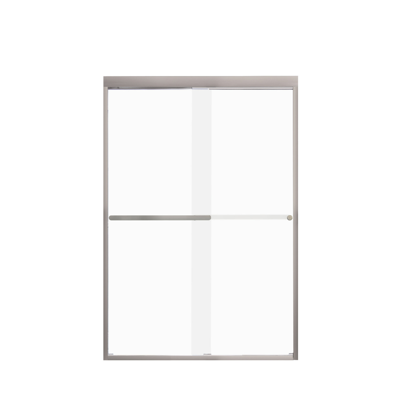 Transolid FBPT487008F-R-BN Frederick 45.75-47 in. W x 70 in. H Semi-Frameless Bypass Shower Door in Brushed Stainless with Frosted Glass