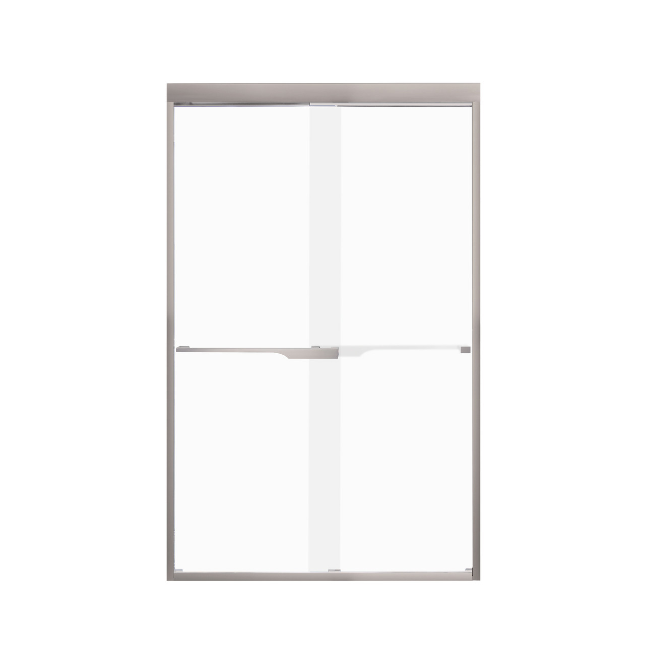Transolid FBPT487608F-J-BN Frederick 45.75-47 in. W x 76 in. H Semi-Frameless Bypass Shower Door in Brushed Stainless with Frosted Glass