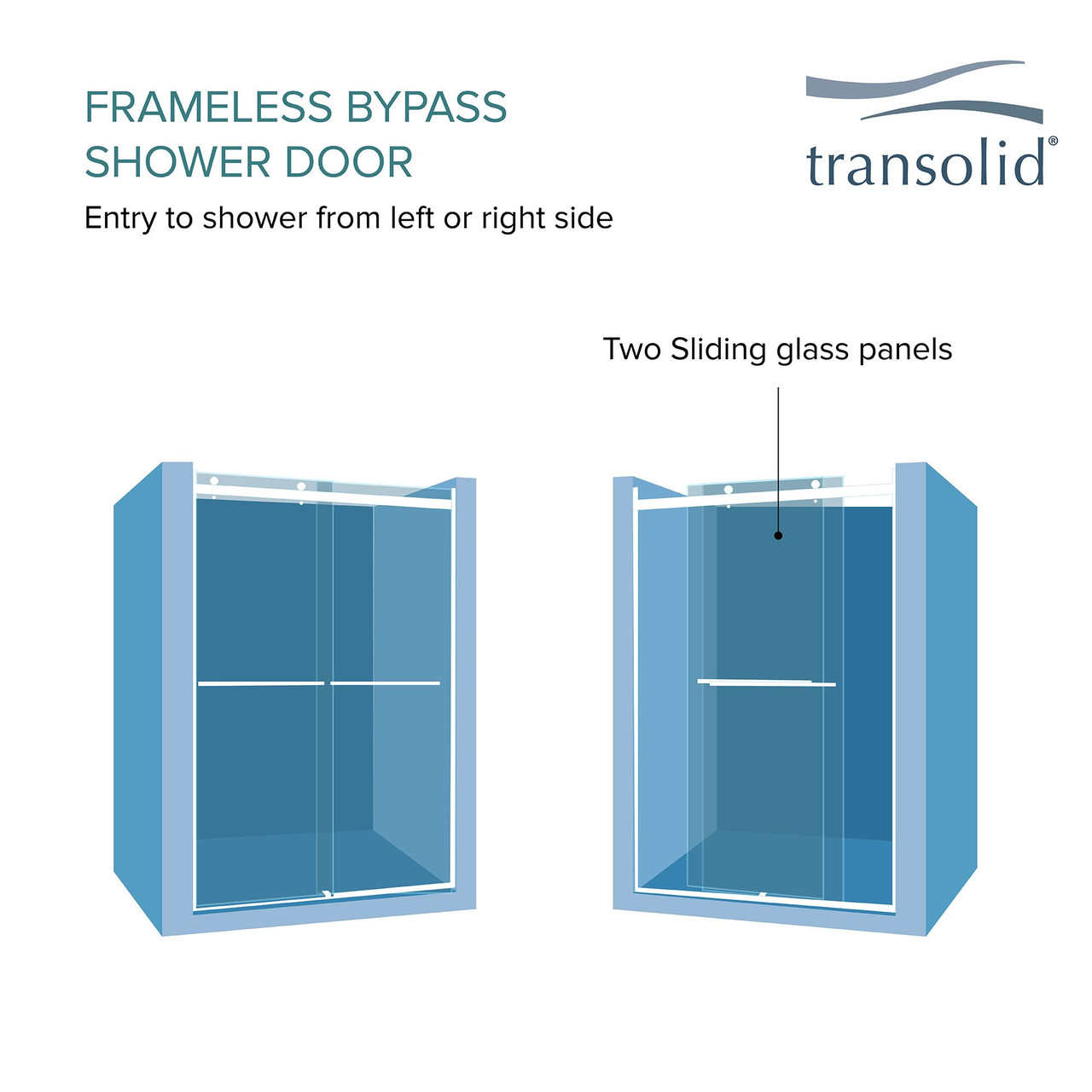 Transolid FBPT487608F-R-BN Frederick 45.75-47 in. W x 76 in. H Semi-Frameless Bypass Shower Door in Brushed Stainless with Frosted Glass