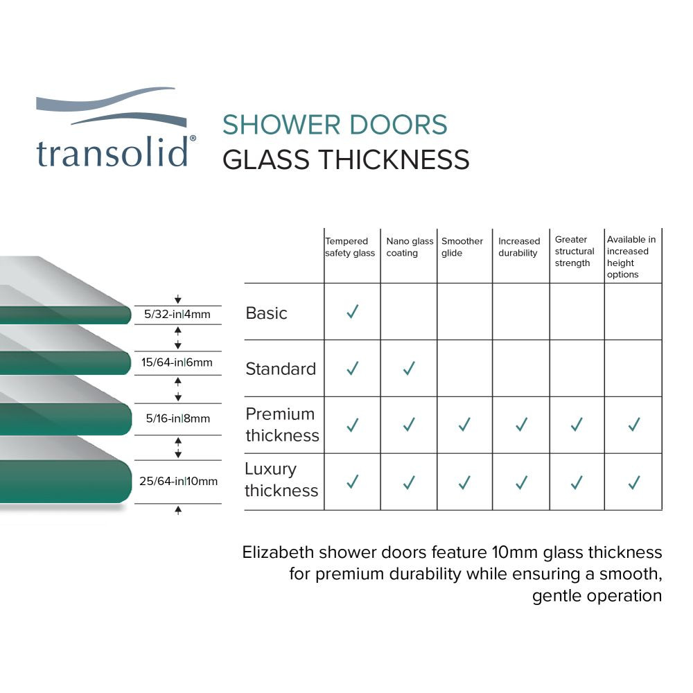Transolid EHTA247610C-BK-BS Elizabeth 24-in W x 76-in H Hinged Shower Door in Brushed Stainless with Clear Glass