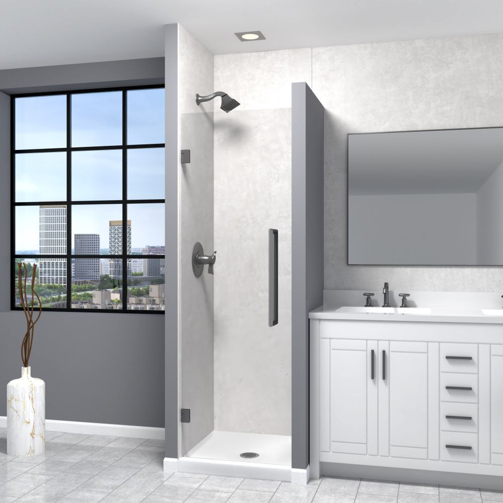 Transolid EHTA267610C-T-MB Elizabeth 26-in W x 76-in H Hinged Shower Door in Matte Black with Clear Glass