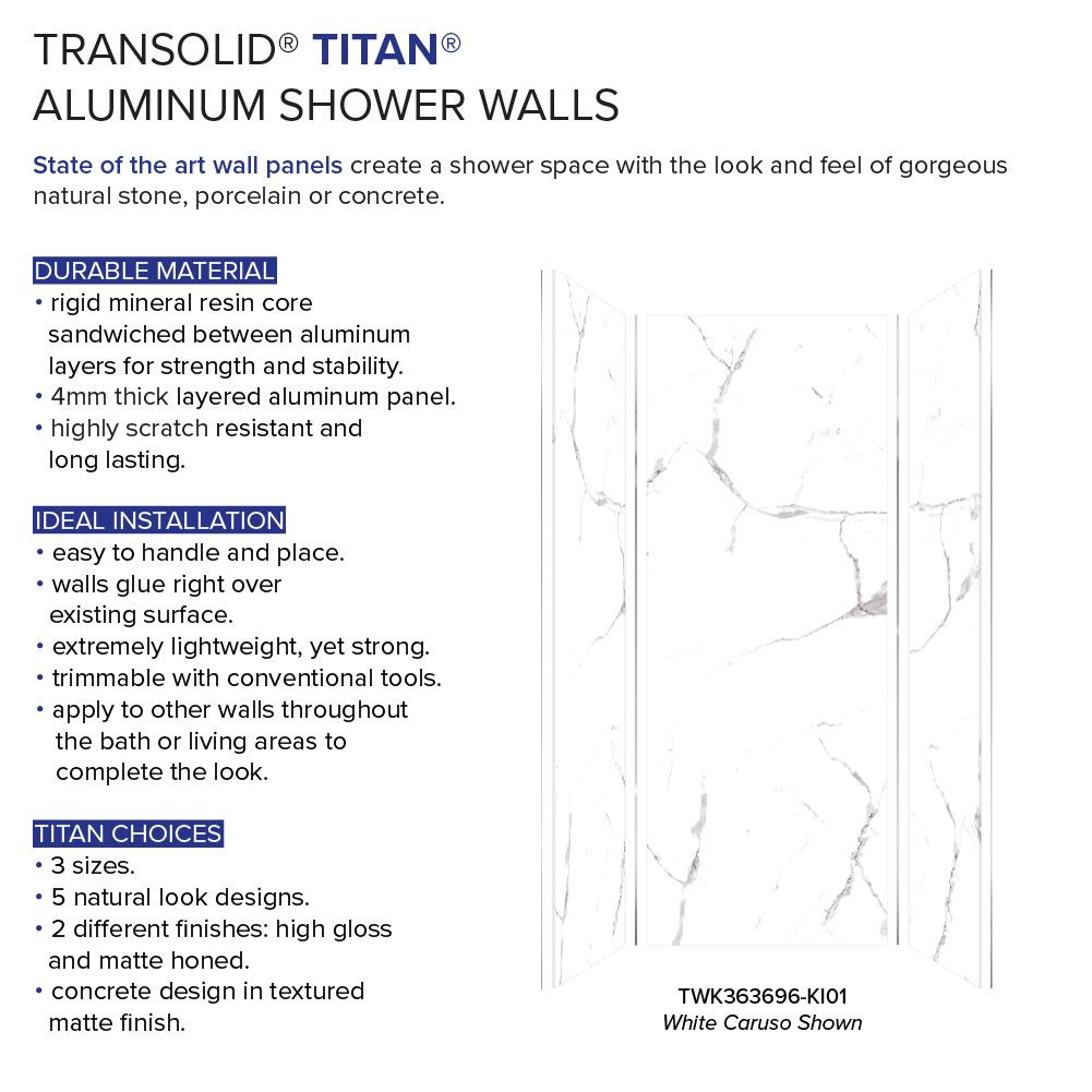Transolid TWK363696-KI01G Titan Shower Wall Trimmable Kit