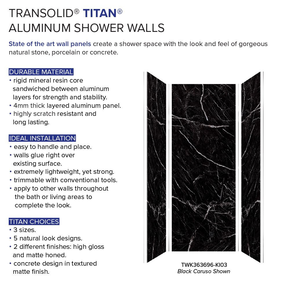 Transolid TWK363696-KI03G Titan Shower Wall Trimmable Kit