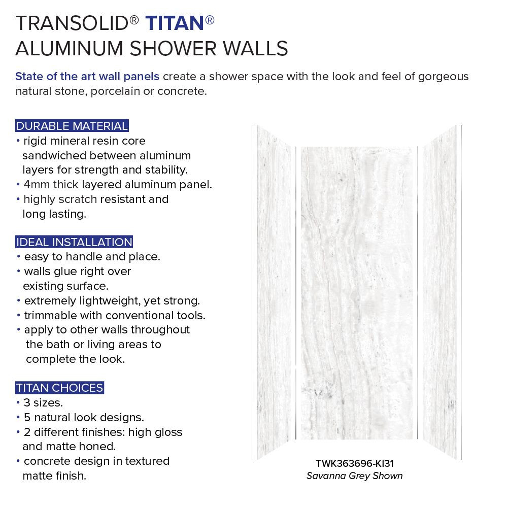 Transolid TWK363696-KI31G Titan Shower Wall Trimmable Kit