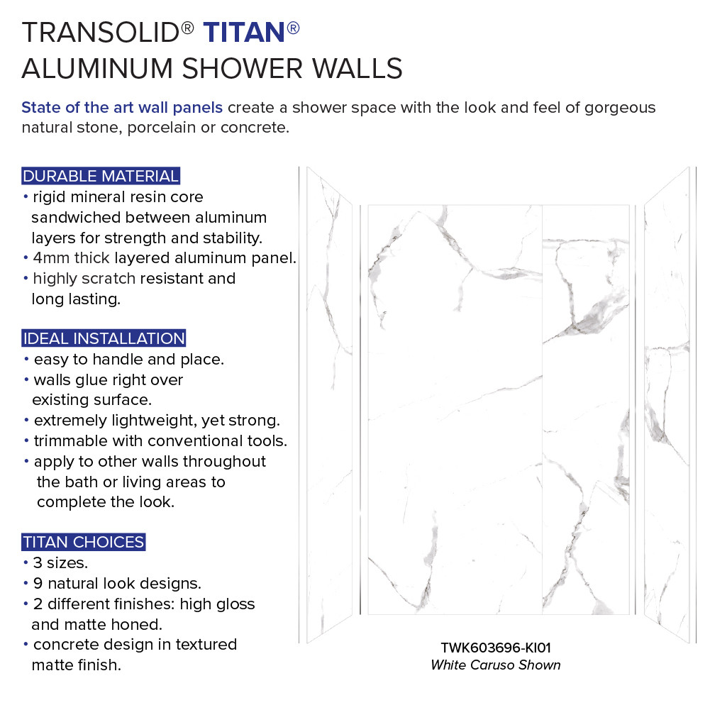 Transolid TWK603696-KI01H Titan Shower Wall Trimmable Kit