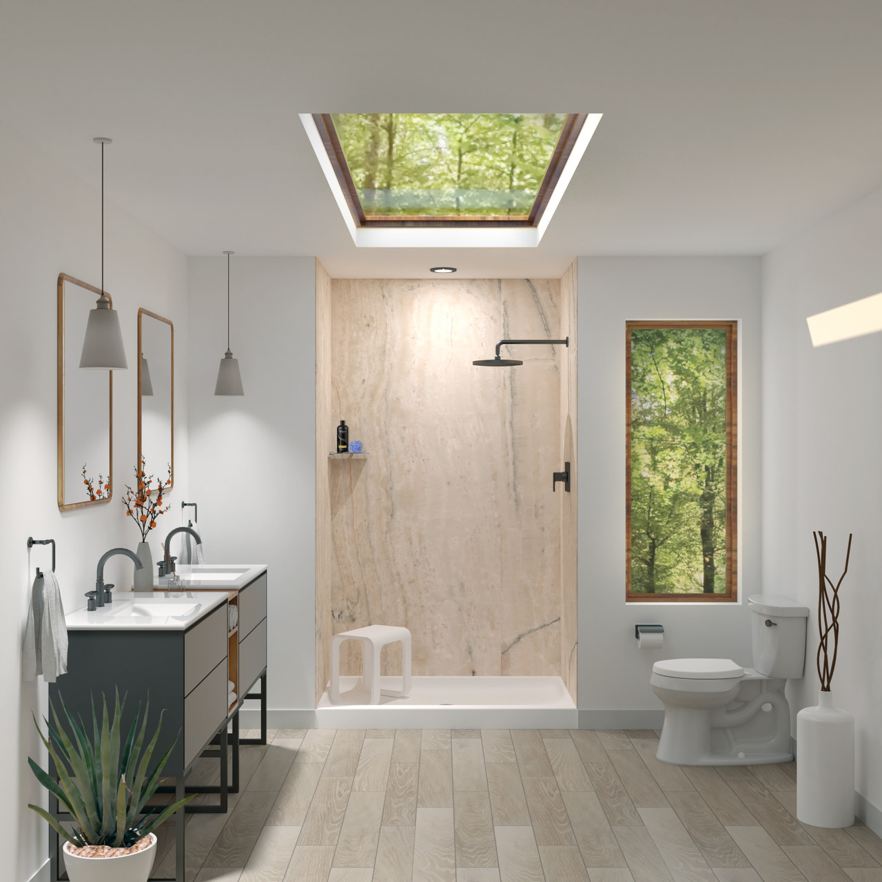 Transolid TWK603696-KI58G Titan 64-in x 39-in x 96-in Shower Wall Trimmable Kit, Savanna Creme (Honed)