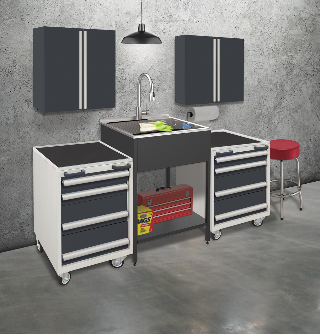 Transolid K-EWS-2422S-MB  24-in W x 22.1-in D x 35.2-in H Laundry Sink/Wash Stand All-in-One Kit, Matte Black