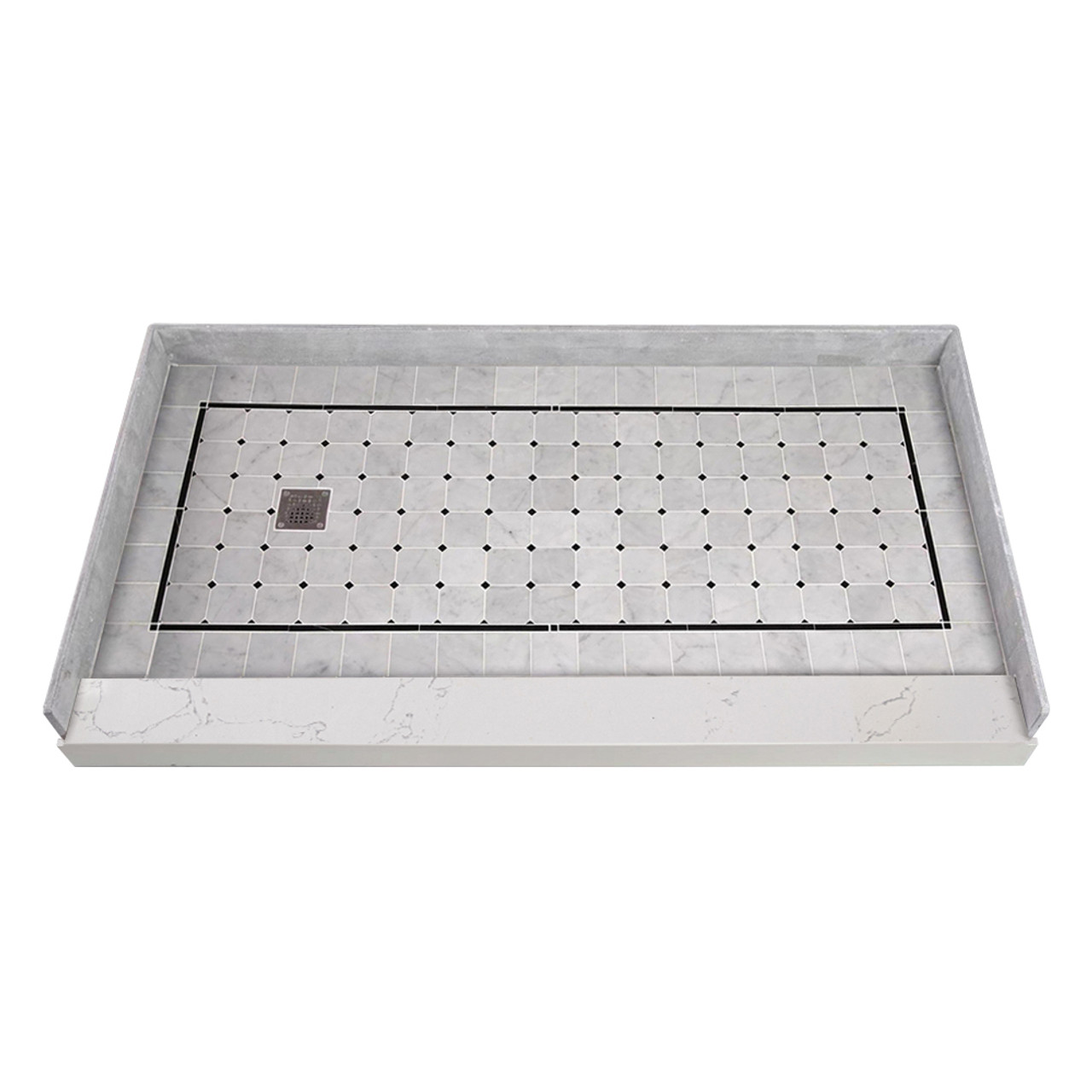 Transolid FPT6032L-SW 60-in x 32-in Pre-Tiled Shower Base with Left Hand Drain in White Square