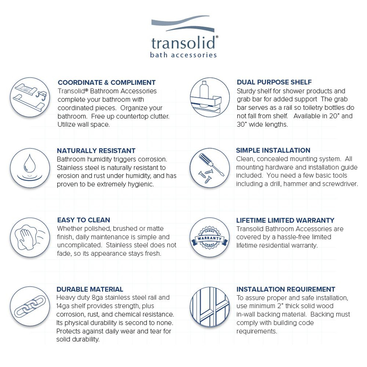 Transolid Jocelyn Grab Bar Shelf