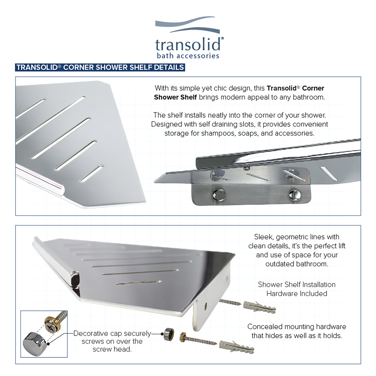 Transolid K-SS17-SSC Shower Shelf Kit