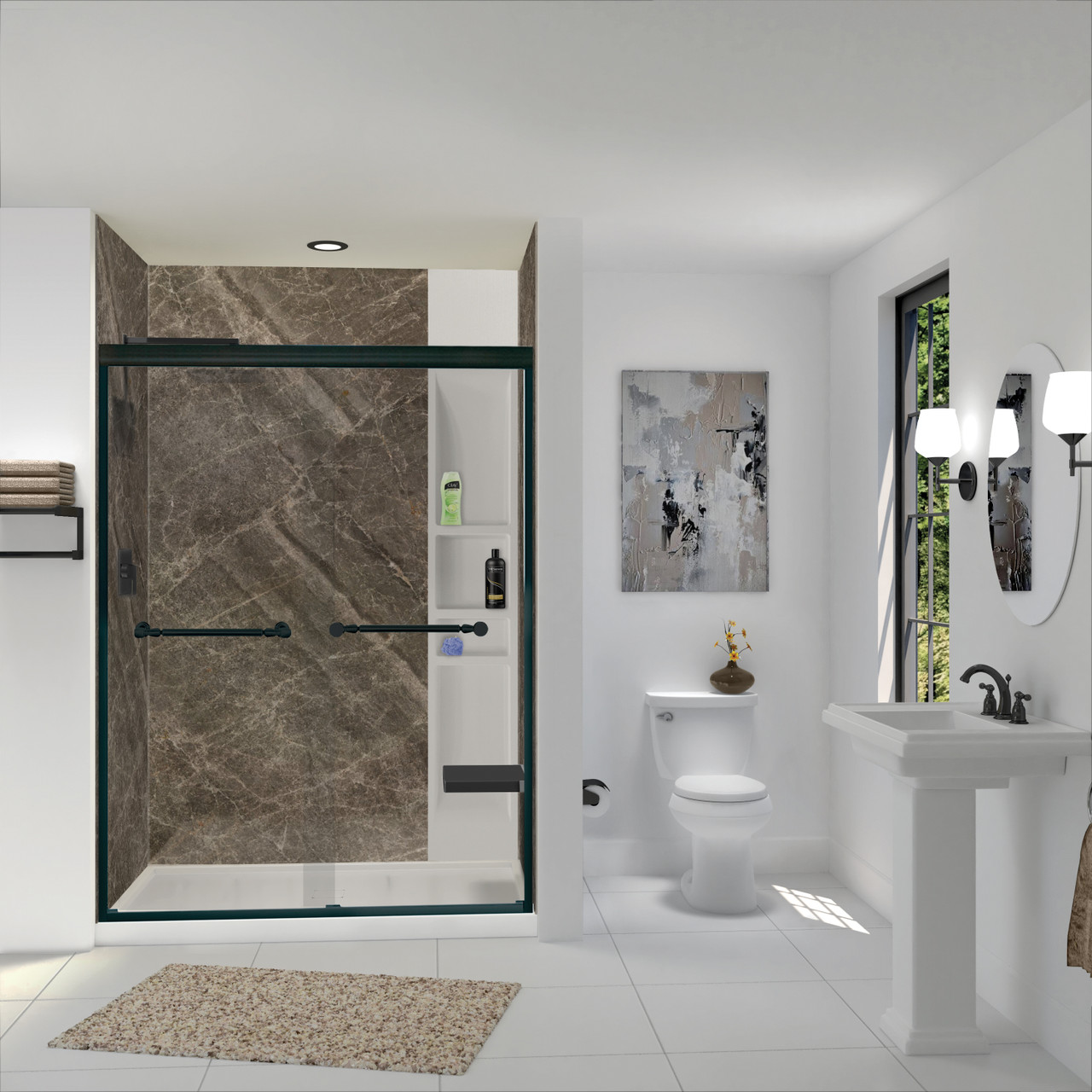 Transolid TWK603696-KI82H Titan 64-in x 39-in x 96-in Shower Wall Trimmable Kit, Sahara (Honed)